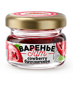 Cowberry jam, glass can 30 g