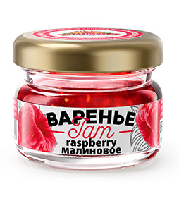 Raspberry jam, glass cans 30 g