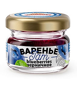 Blueberry jam, glass cans 30 g
