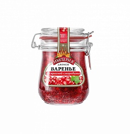 Red currant jam in yoke can