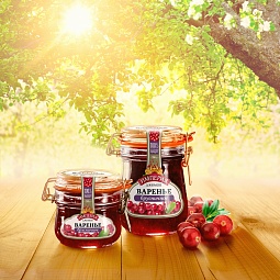 Cowberry jam in yoke can